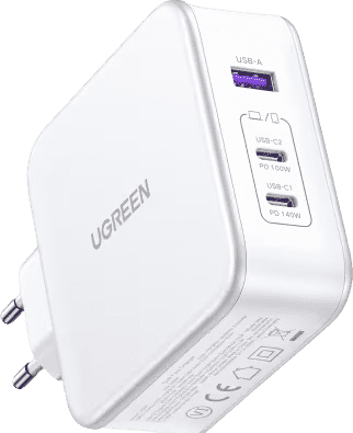 Ugreen Nexode 140W USB-C 3-Ports GaN Wall Charger, White